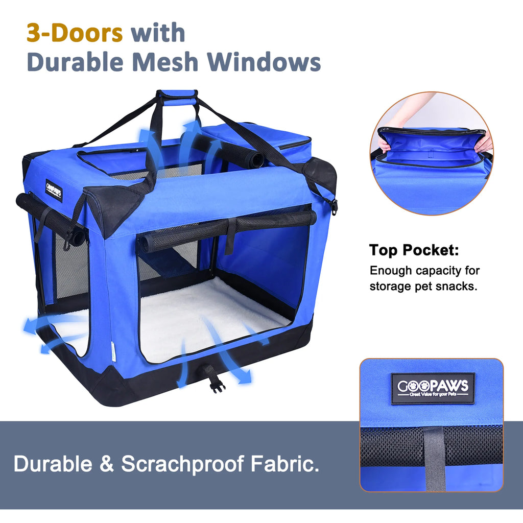 JESPET Travel Pet Crate with Straps & Fleece Mat