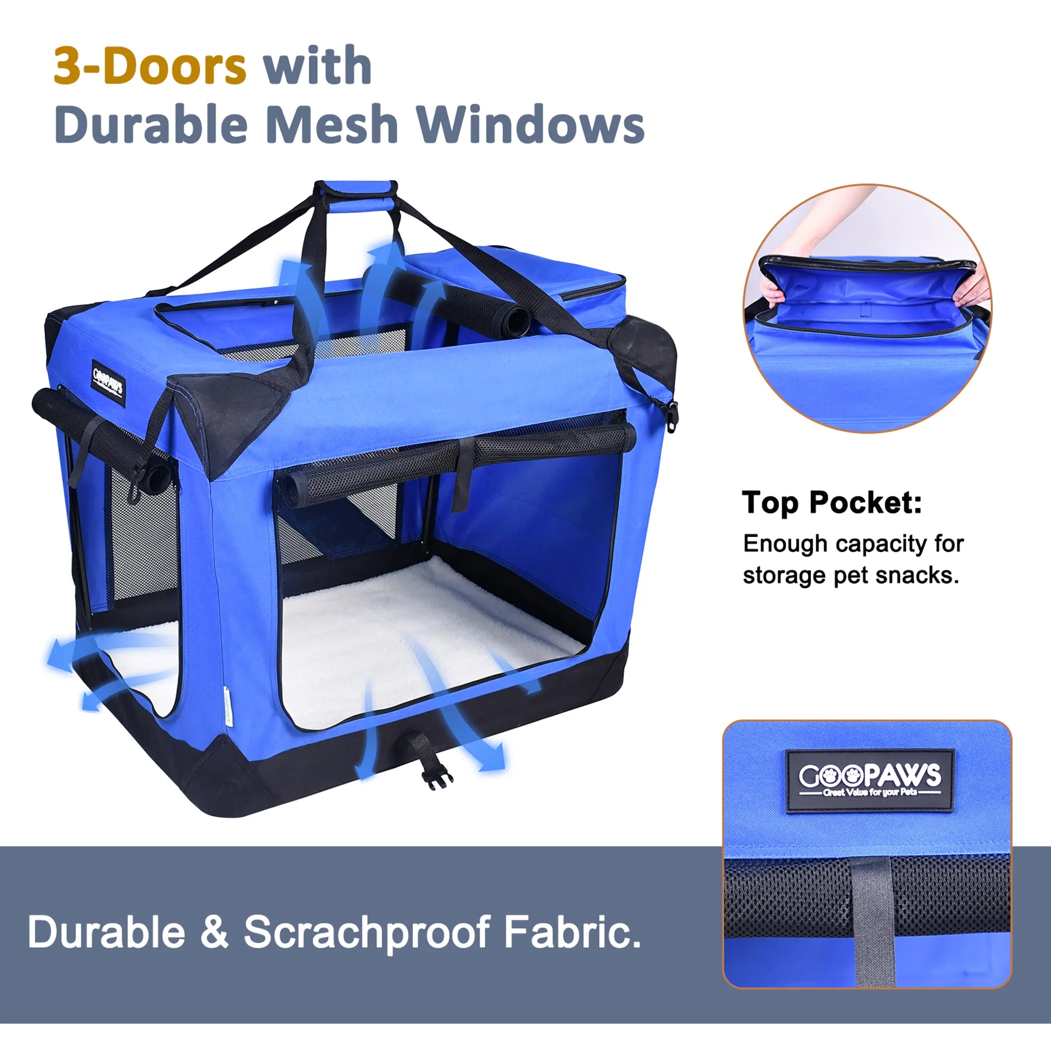 JESPET Travel Pet Crate with Straps & Fleece Mat