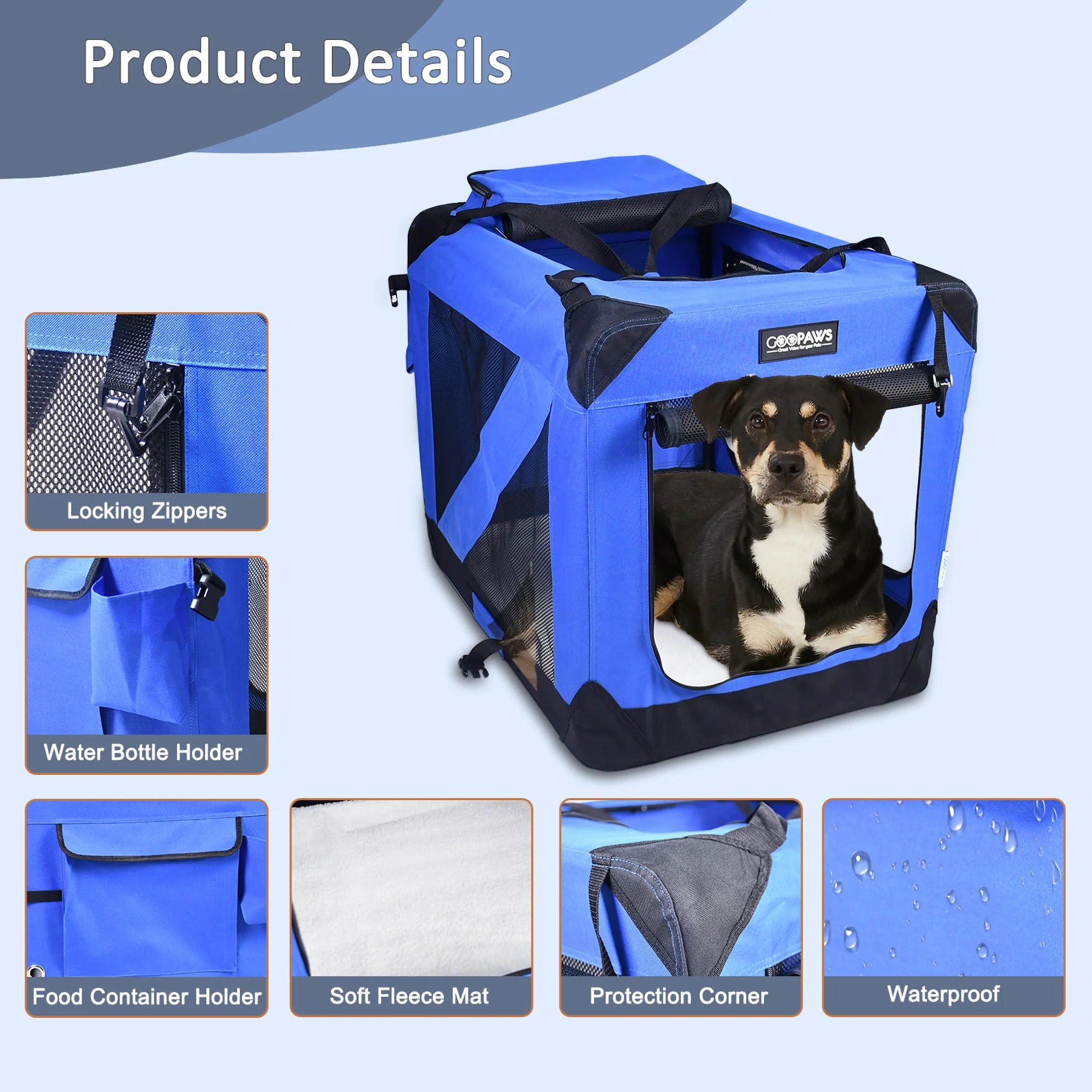 JESPET Travel Pet Crate with Straps & Fleece Mat