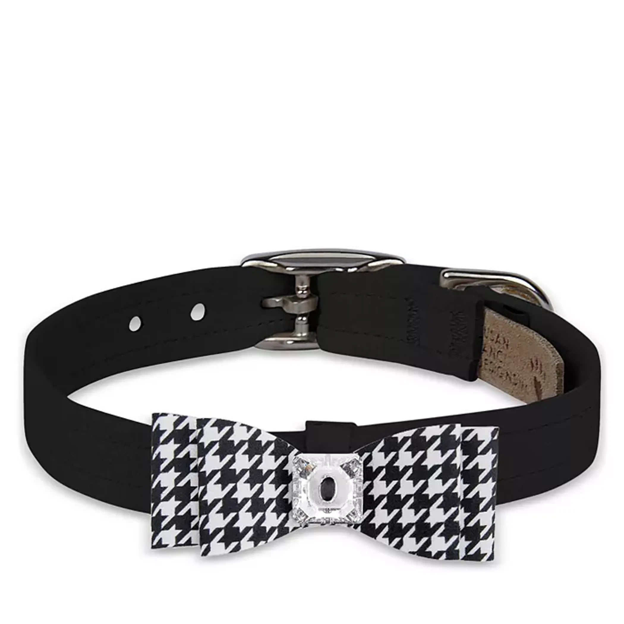 Black & White Houndstooth Big Bow Collar by Susan Lanci
