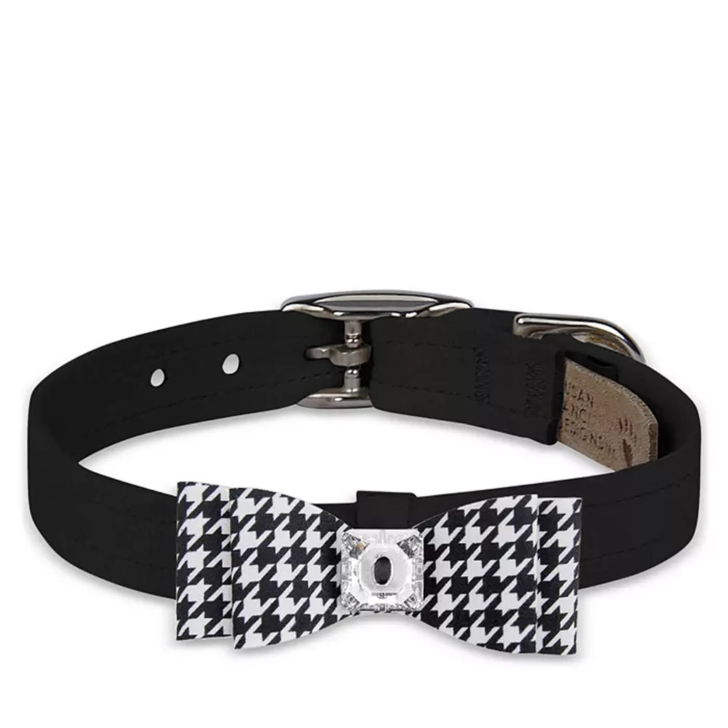 Black & White Houndstooth Big Bow Collar by Susan Lanci
