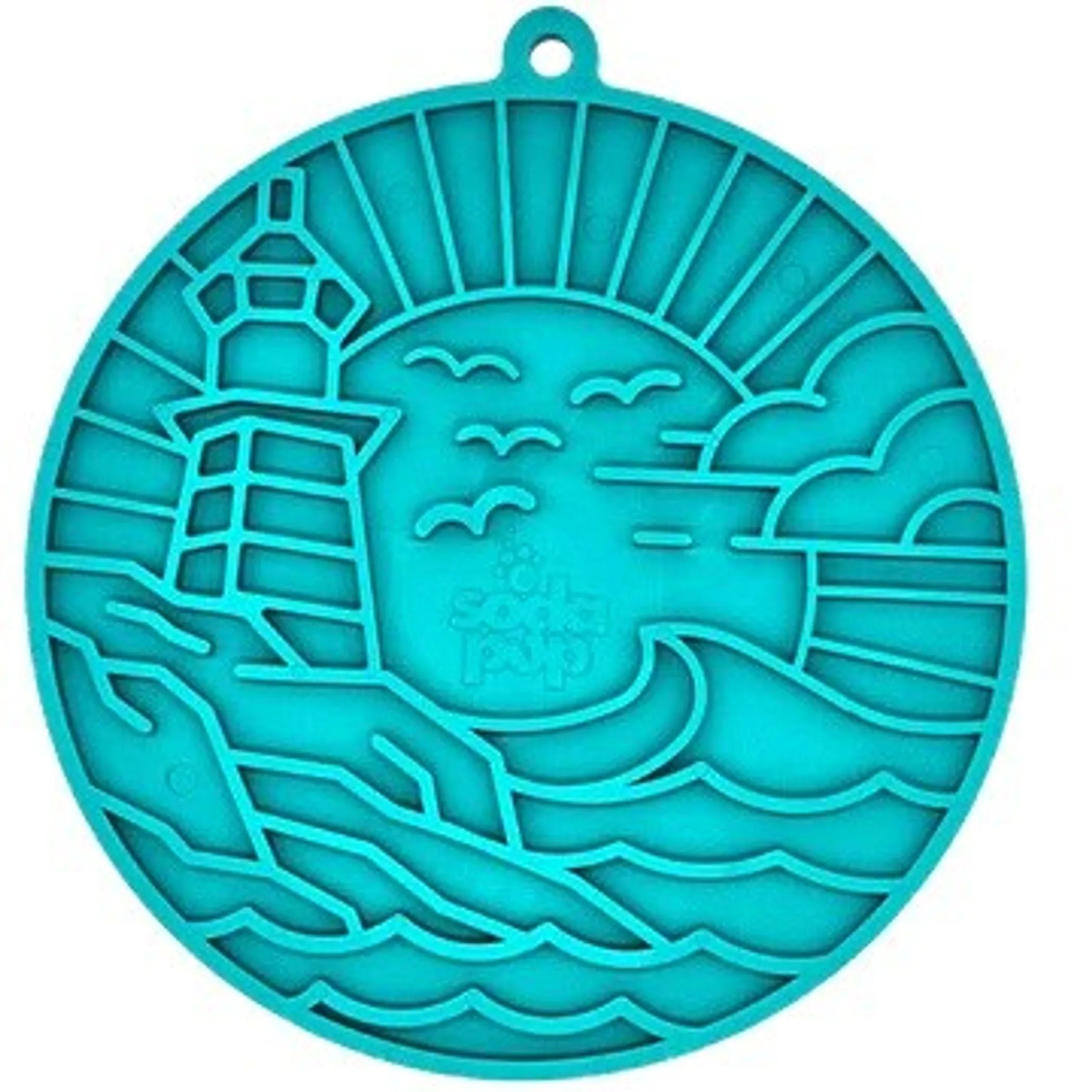 Sea Foam Blue Lighthouse eMat Lick Mat with Suction Cups, 8"