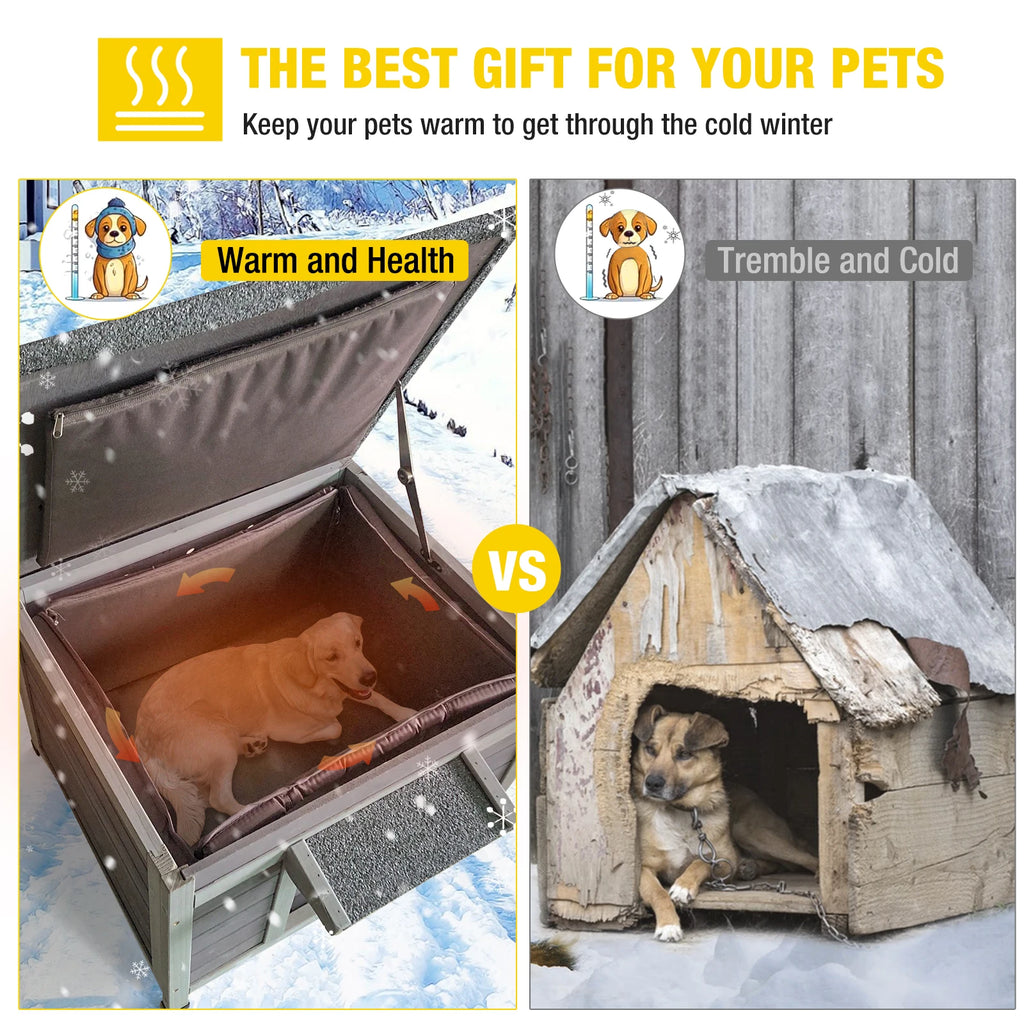 Insulated Wooden Cat House with Soft Liner | Waterproof Roof or Small Dog