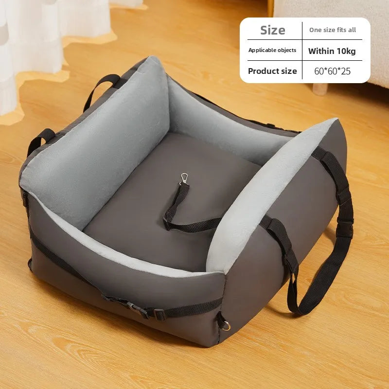 Waterproof Dog Car Seat Travel Bed with Safety Strap