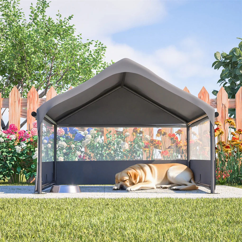 XL Outdoor Dog Tent with Mesh Windows & Canopy