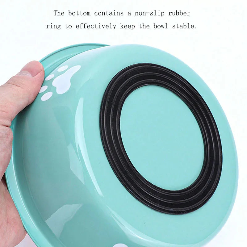 Cat & Dog Stainless Steel Bowl – Printed Pet Food & Water Basin
