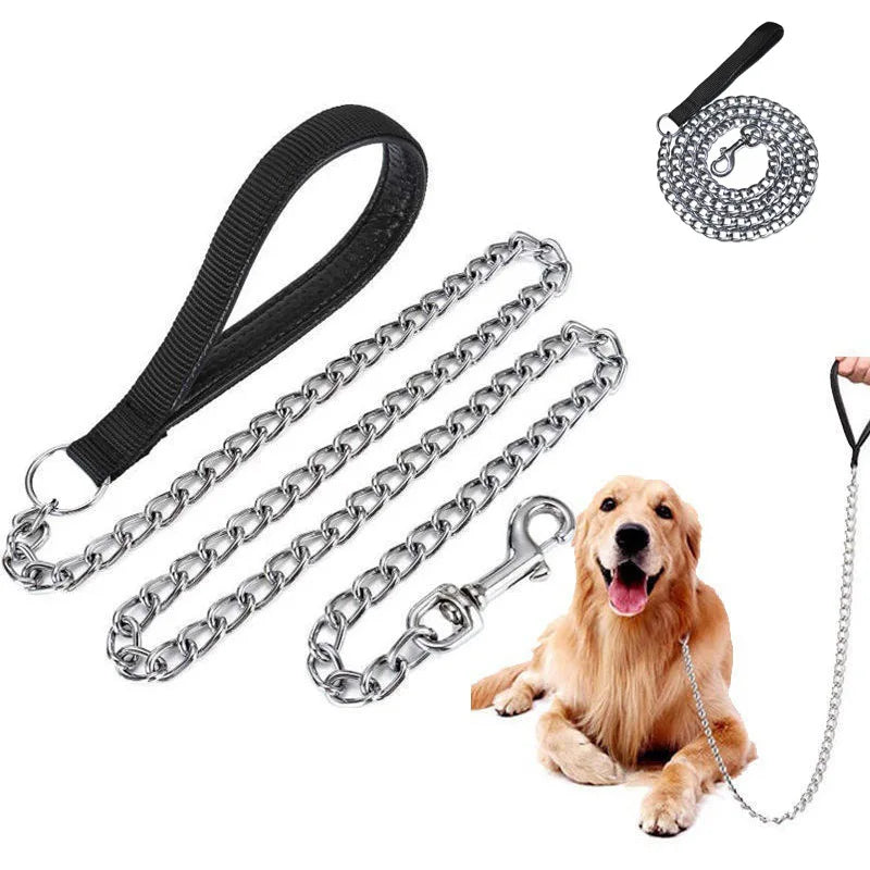 Heavy-Duty 120cm Metal Dog Chain Leash for Small & Medium Dogs