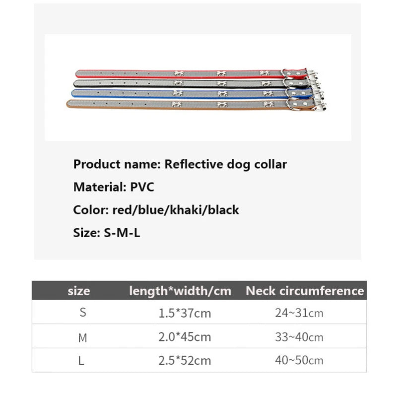 Reflective Soft Microfiber Dog Collar, Adjustable with Metal Buckle