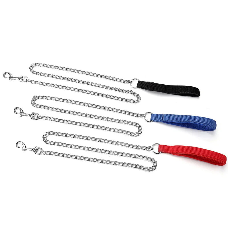 Heavy-Duty 120cm Metal Dog Chain Leash for Small & Medium Dogs