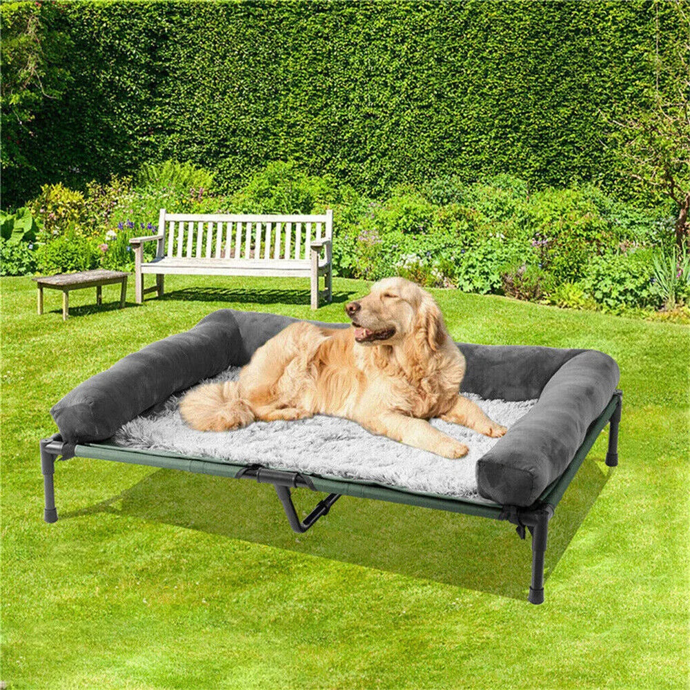 Raised Outdoor Dog Bed with Cooling Mesh & Plush Mat
