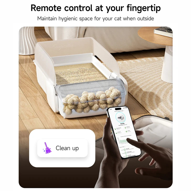 Automatic Self-Cleaning Cat Litter Box, Intelligent Open Semi-Enclosed Design