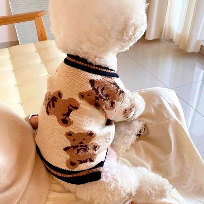 Luxury Striped Dog Sweater – Warm Cardigan