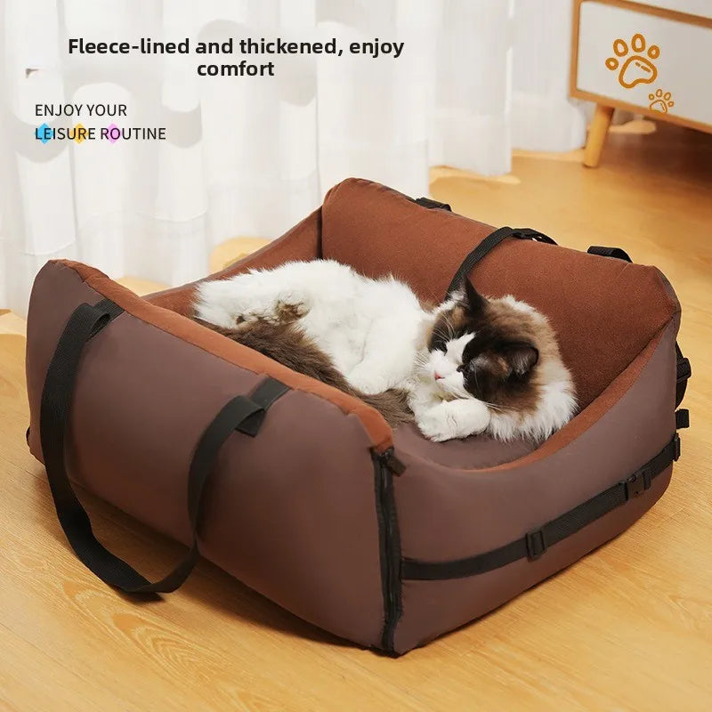 Waterproof Dog Car Seat Travel Bed with Safety Strap