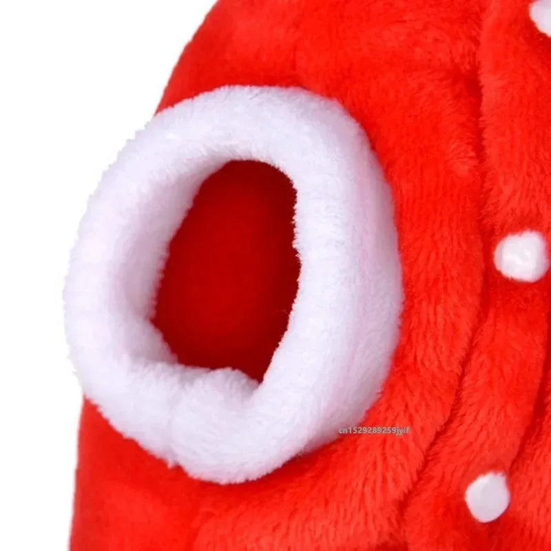 Christmas Dog Hoodie with Antlers – Festive Red Winter Coat for Pets