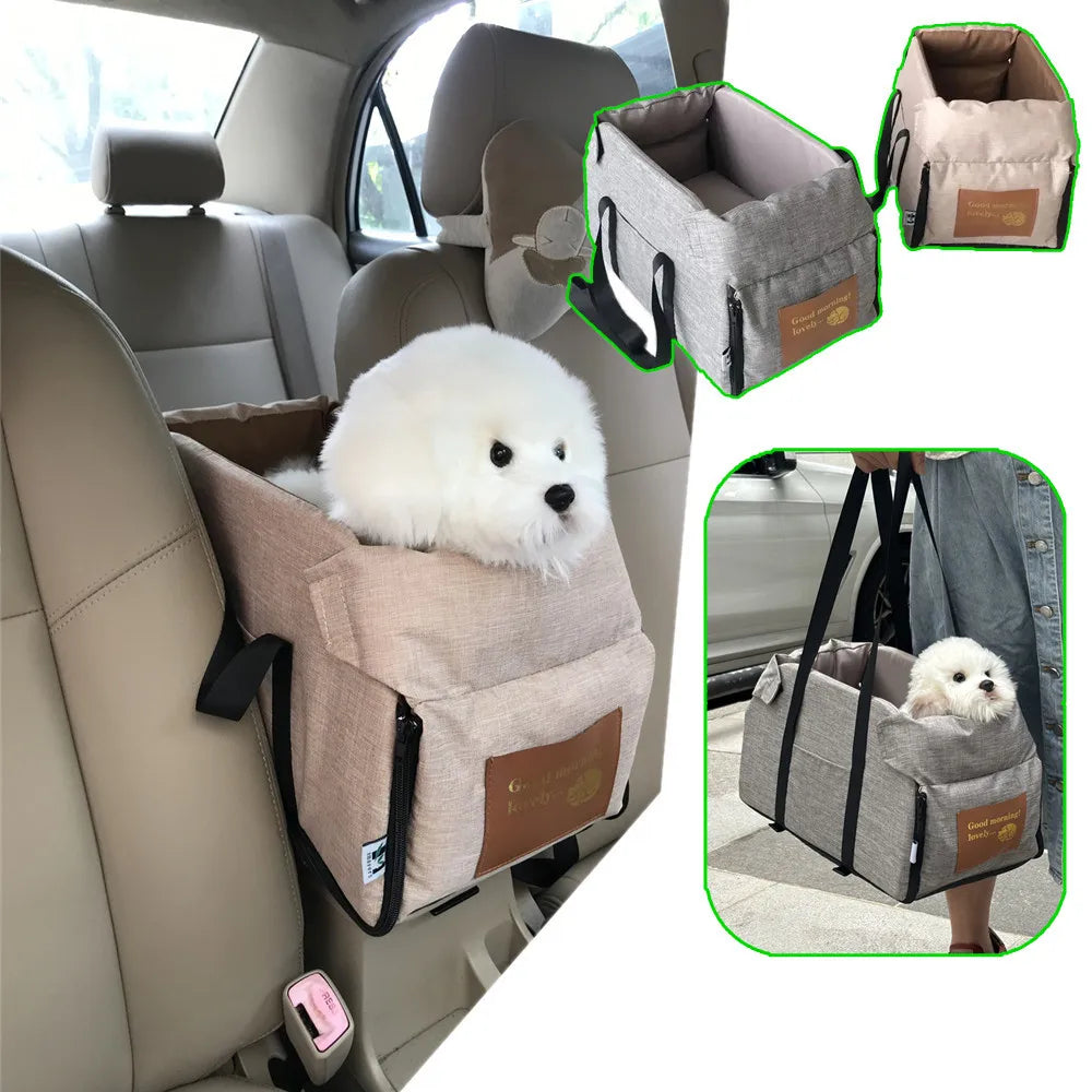Dog Car Seat for Small Dogs – Center Console Pet Booster Seat for Safe Car Travel