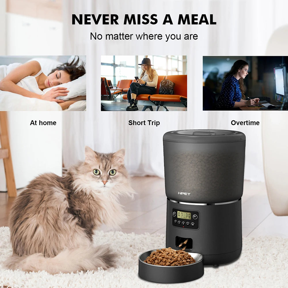 NPET 4L Automatic smart pet feeder for cats & dogs with stainless steel bowl