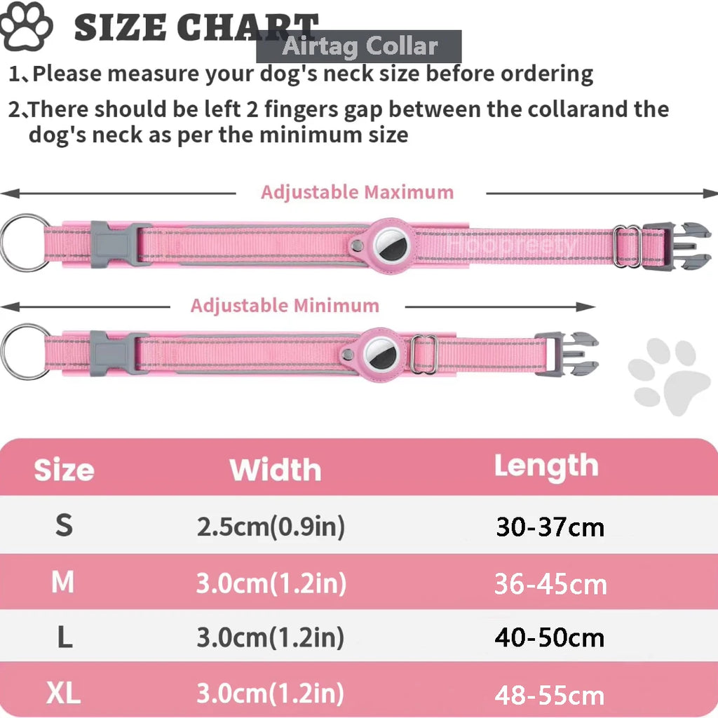 Heavy-Duty Reflective Dog Collar with AirTag Case