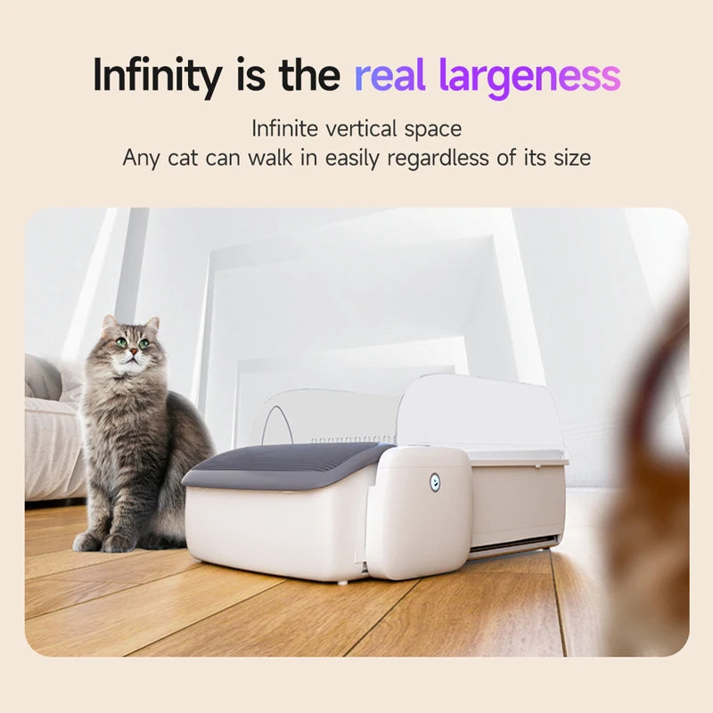 Automatic Self-Cleaning Cat Litter Box, Intelligent Open Semi-Enclosed Design