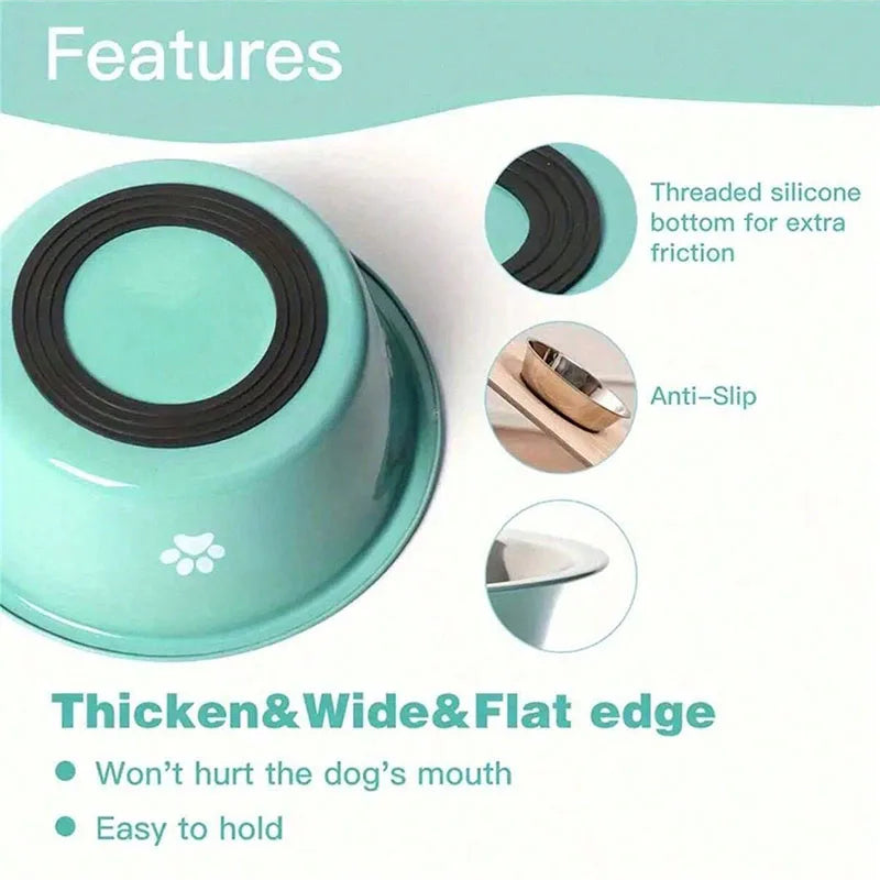 Cat & Dog Stainless Steel Bowl – Printed Pet Food & Water Basin