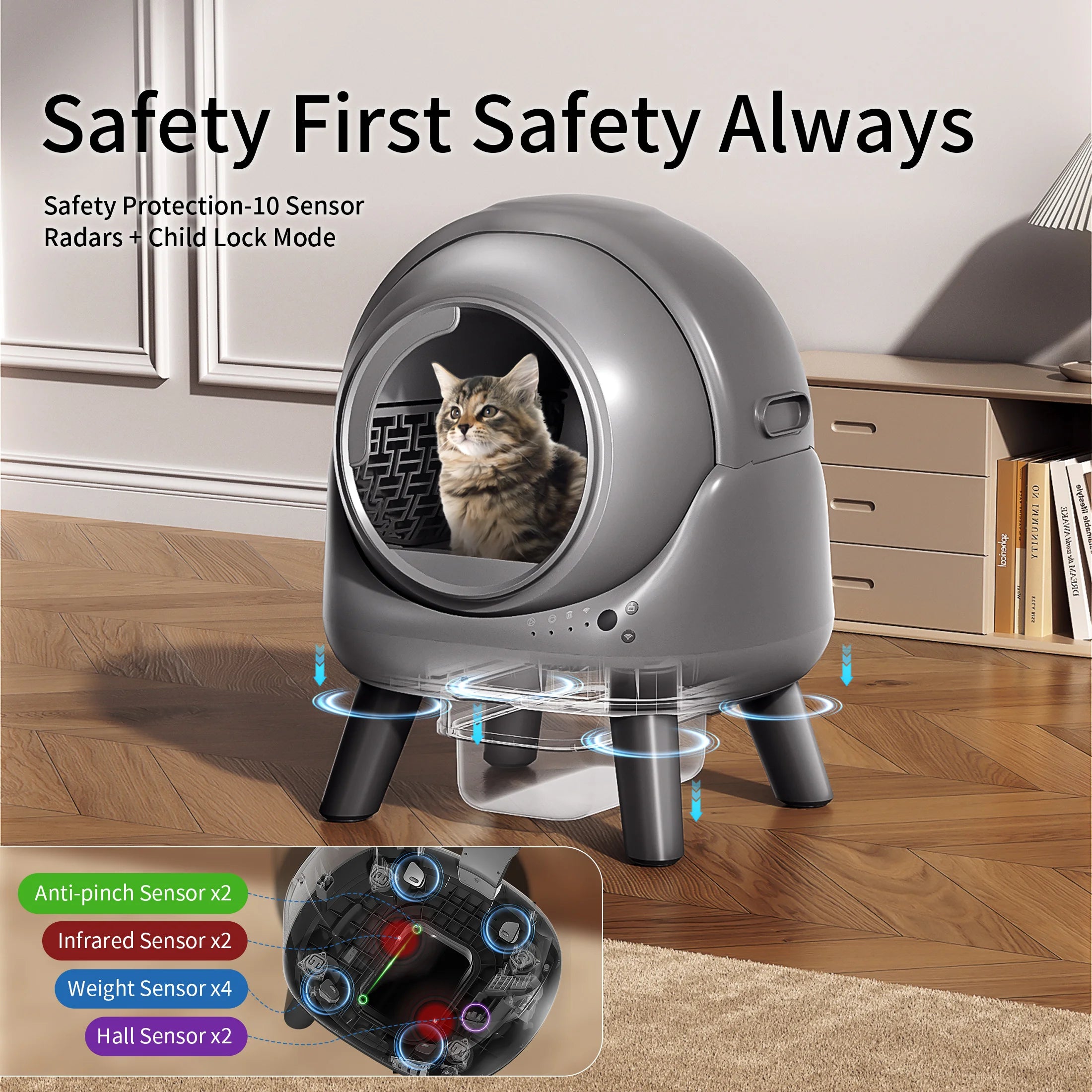 Smart Self-Cleaning Litter Box for Multiple Cats – Automatic, Odor Control, Easy Maintenance