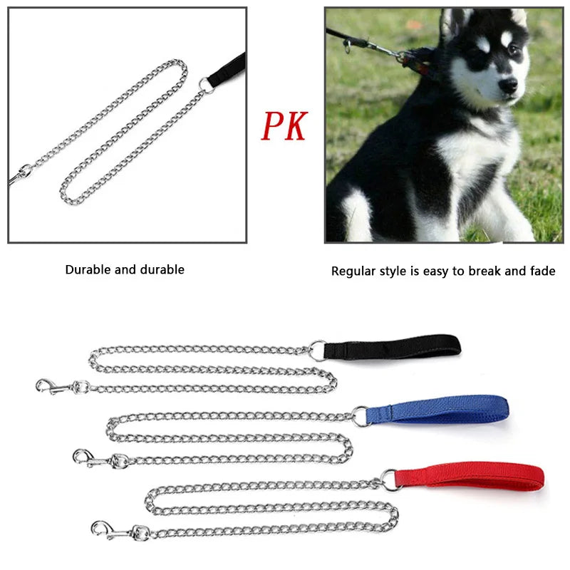 Heavy-Duty 120cm Metal Dog Chain Leash for Small & Medium Dogs