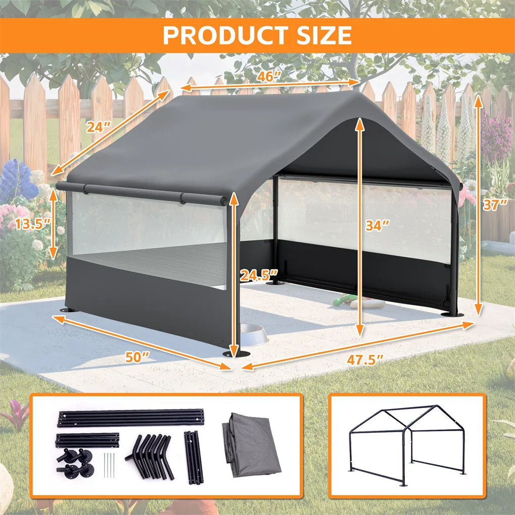 XL Outdoor Dog Tent with Mesh Windows & Canopy