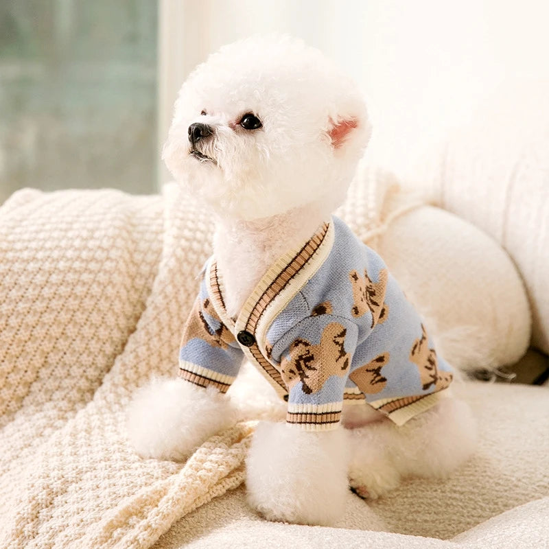 Luxury Striped Dog Sweater – Warm Cardigan