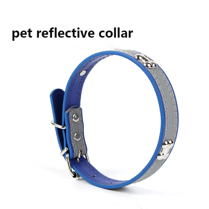 Reflective Soft Microfiber Dog Collar, Adjustable with Metal Buckle
