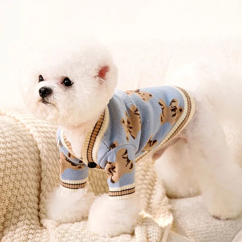 Luxury Striped Dog Sweater – Warm Cardigan