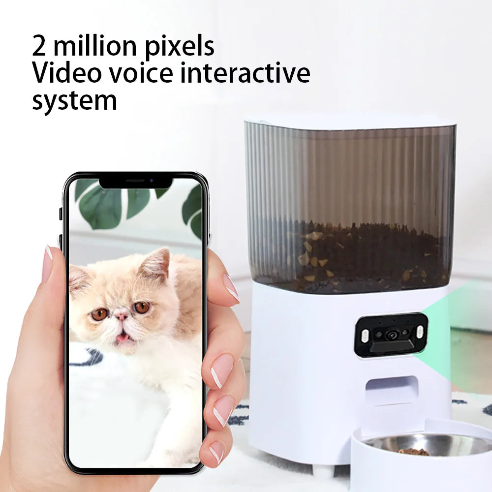 Smart Pet Feeder with Camera – 5L Auto Food Dispenser for Cats & Dogs, Voice Recorder