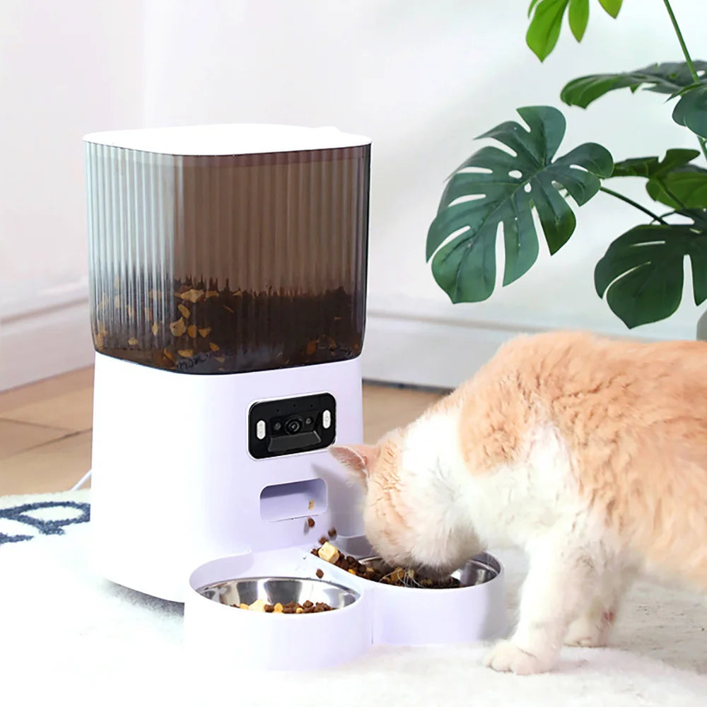 Smart Pet Feeder with Camera – 5L Auto Food Dispenser for Cats & Dogs, Voice Recorder