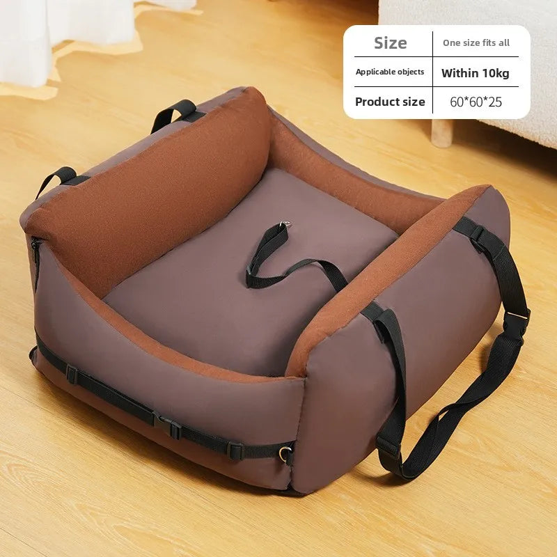 Waterproof Dog Car Seat Travel Bed with Safety Strap