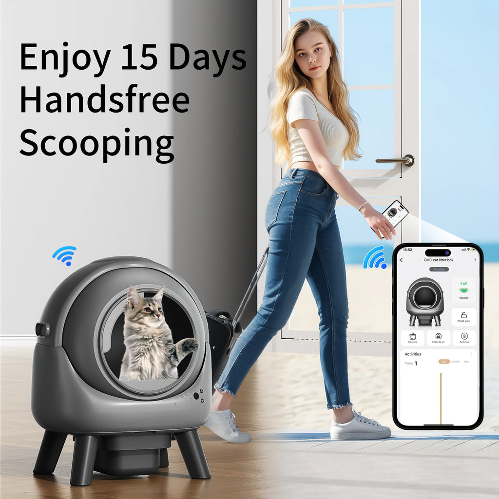Smart Self-Cleaning Litter Box for Multiple Cats – Automatic, Odor Control, Easy Maintenance