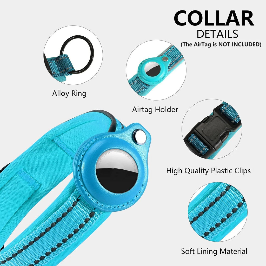 Heavy-Duty Reflective Dog Collar with AirTag Case