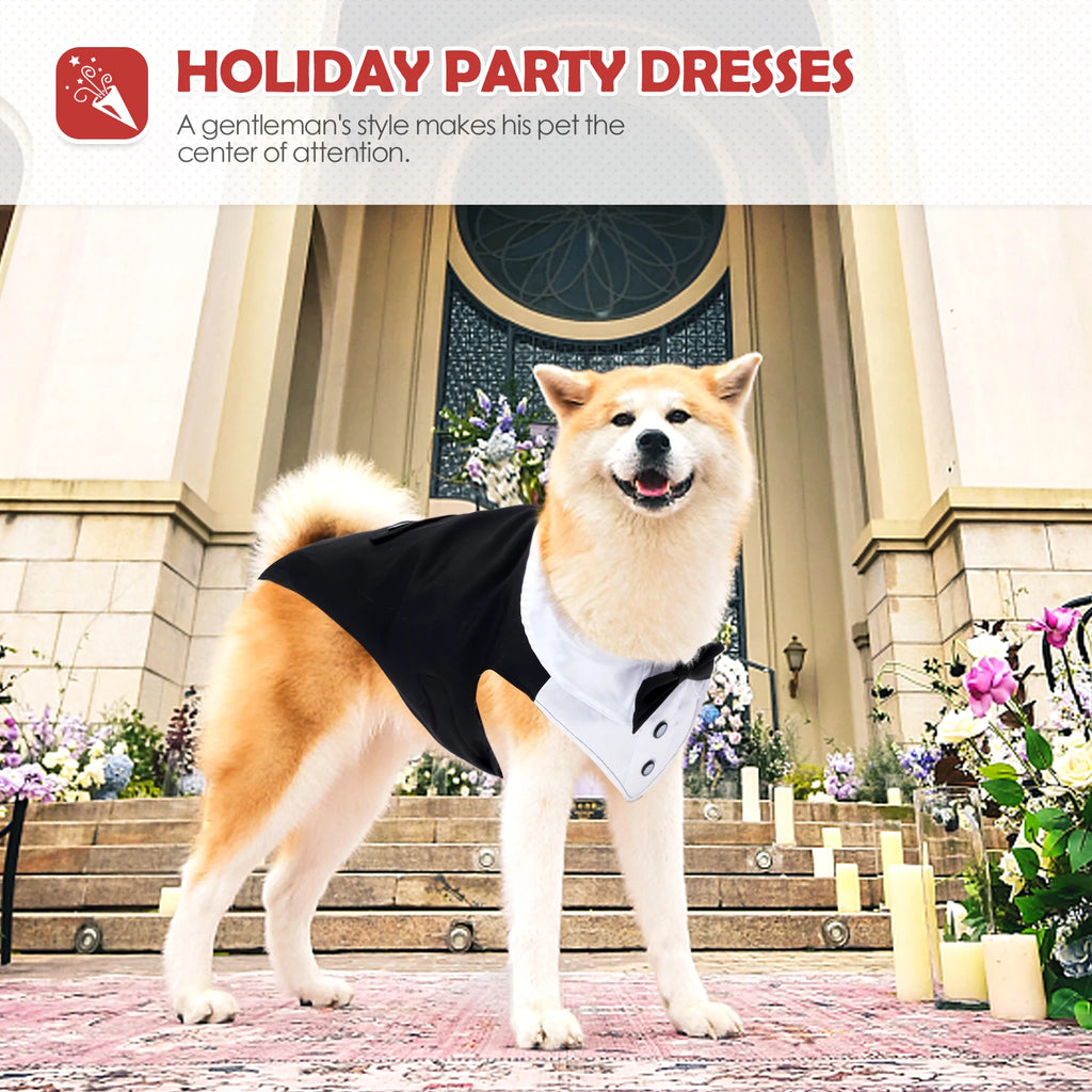 Dog Tuxedo – Formal Wedding Suit with Bow Tie for Medium & Large Dogs