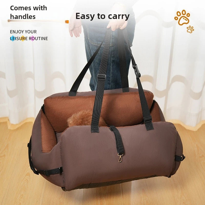 Waterproof Dog Car Seat Travel Bed with Safety Strap