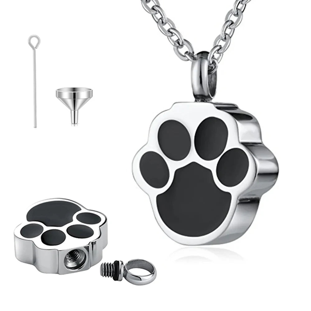 Pet Cat Dog Paw Print Cremation Jewelry for Ashes Wearable