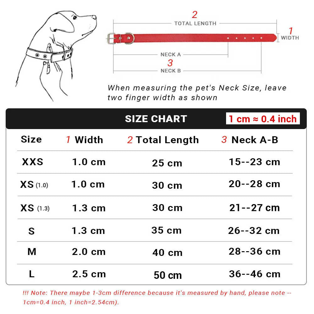 Solid Color Leather Dog Collar, Adjustable for Small & Medium Dogs