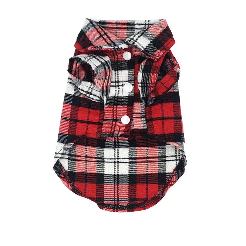 Plaid Dog Shirt – British Style Cotton Vest for Small Dogs & Cats