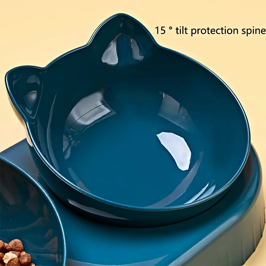 3-in-1 Tilted Cat & Dog Bowl Set with Gravity Water Feeder