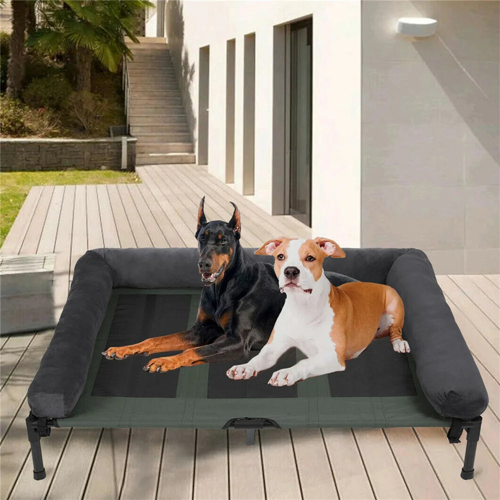 Raised Outdoor Dog Bed with Cooling Mesh & Plush Mat