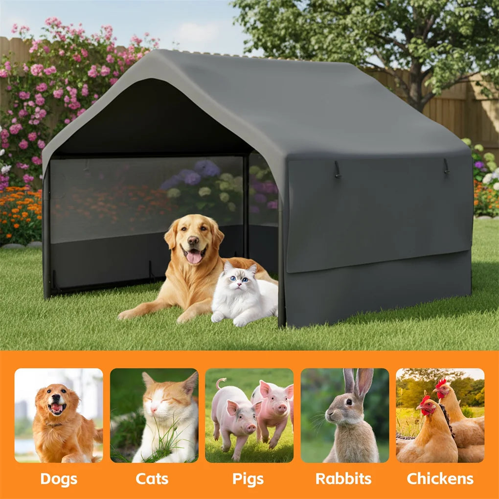 XL Outdoor Dog Tent with Mesh Windows & Canopy