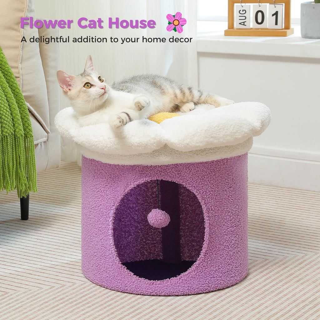 Large Indoor Cat House with Removable Flower Bed