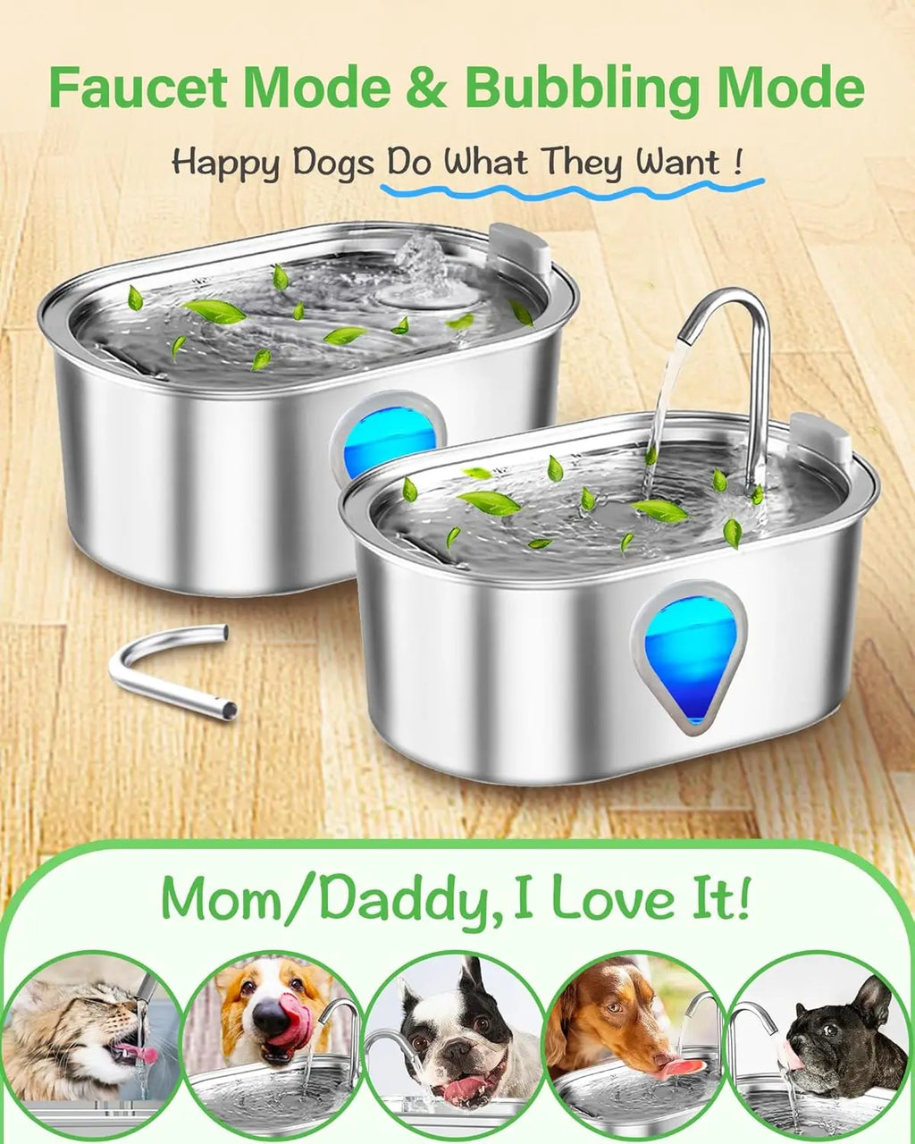 3.5L Stainless Steel Pet Water Fountain – Automatic Dispenser with Transparent Water Level Window