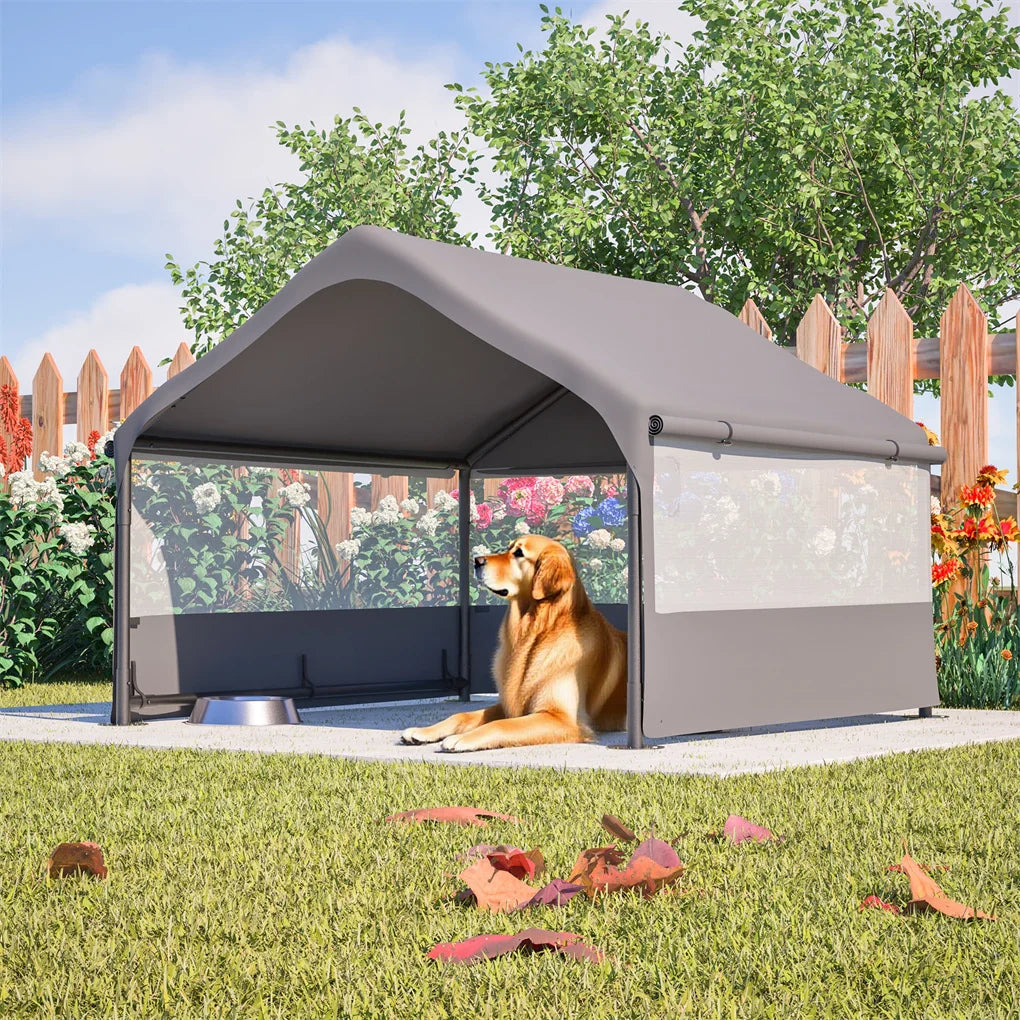 XL Outdoor Dog Tent with Mesh Windows & Canopy