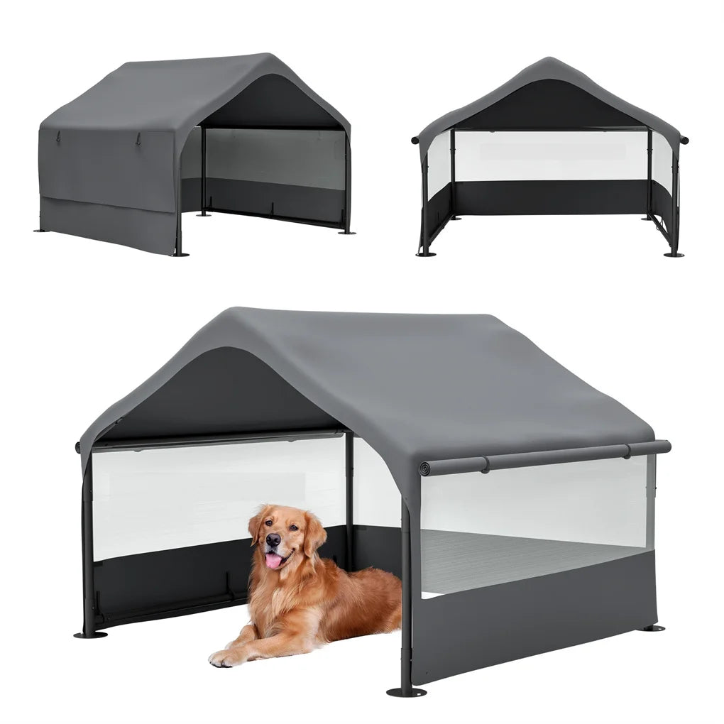 XL Outdoor Dog Tent with Mesh Windows & Canopy