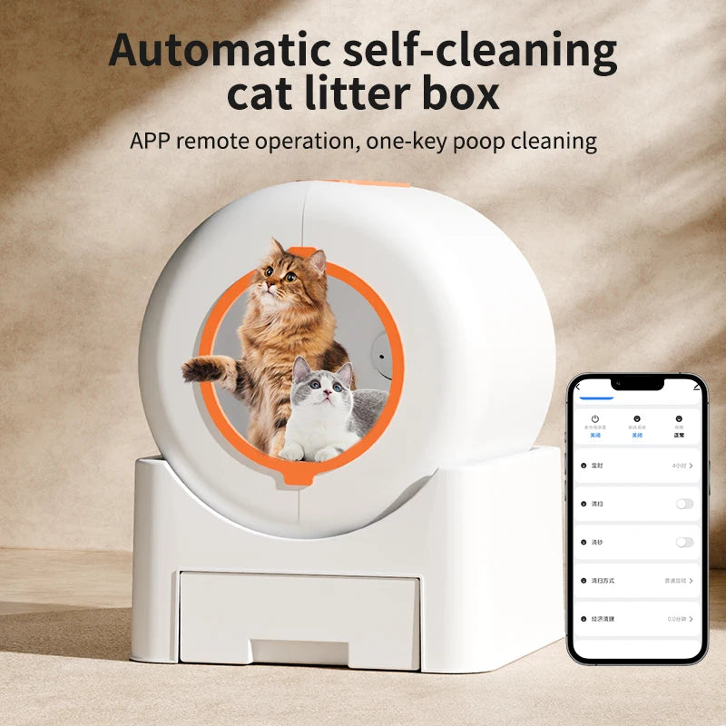 Automatic Self-Cleaning Cat Litter Box with App Control, Large Capacity
