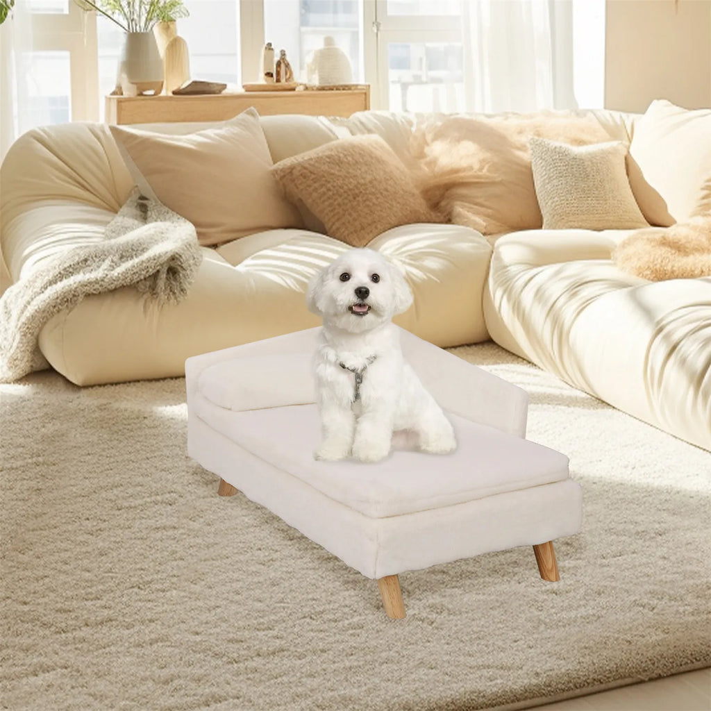 Elevated Nordic Pet Bed with Cozy Waterproof Pad & Wooden Legs