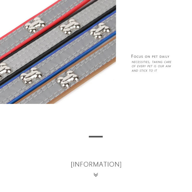 Reflective Soft Microfiber Dog Collar, Adjustable with Metal Buckle