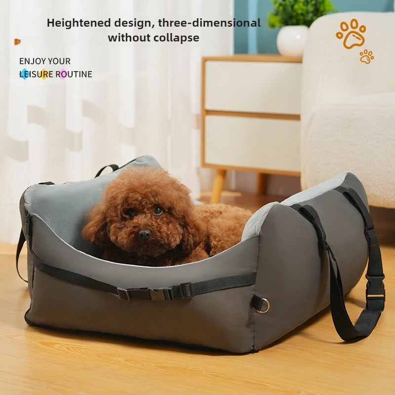 Waterproof Dog Car Seat Travel Bed with Safety Strap
